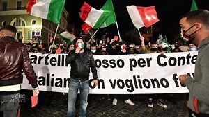 Police move in on supporters of a far-right party protesting anti-COVID-19 measures in Rome, one of several demonstrations across Italy over the past week. | CBC News