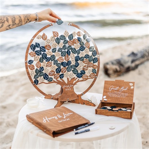 Alternativa al libro de firmas de boda, letrero personalizado de madera para libro de firmas de árbol genealógico, decoración de boda personalizada 2b1Wedding - Etsy España