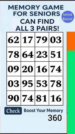 Focus Puzzle | Brain Game for Seniors | Match the Numbers