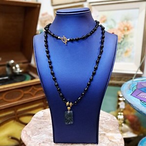 ✨ Handmade Tree Agate Necklace – Semi-Precious Stones – Gold-Tone Details