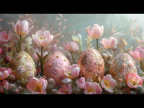 Elegant Easter Eggs & Soft Tulips 🌸 Romantic Spring Screensaver | Free TV Background