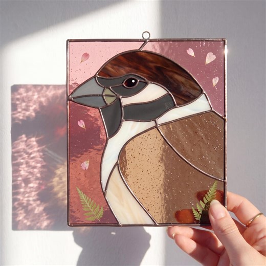 Realistic Sparrow Stained Glass Pattern | Bird Suncatcher Template (SVG, PNG, PDF) - Etsy UK