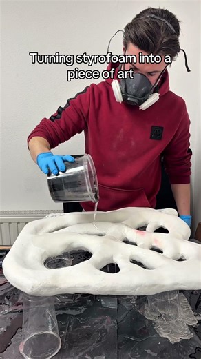 Turning styrofoam into a piece of art.#abstractart #3dwallpainting #textureart #homedecor #artbasel