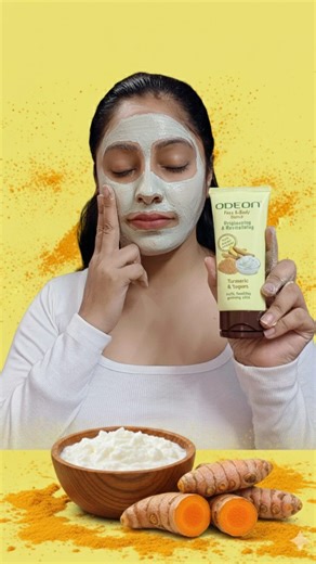 Mani Mishra on Instagram: "Unlock your skin's natural radiance with the Odeon face and body scrub brightening and revitalising turmeric and yoghurt! This amazing scrub is your go-to for fighting dullness, fading dark spots, and getting that smooth, healthy, glowing skin. Infused with the goodness of Ayurveda, it combines the power of turmeric, yogurt, and natural exfoliants like walnut shell powder to revitalize your skin. Suitable for all skin types, it's the perfect addition to your skincare r