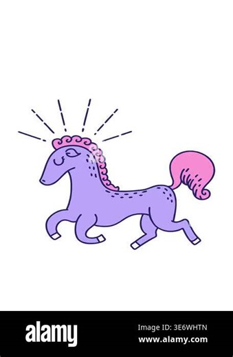 bobbing motion animation of cartoon tattoo style prancing stallion