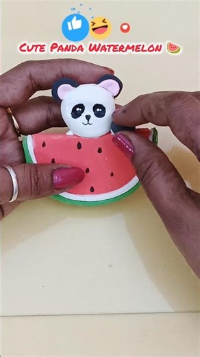Clay Panda with Watermelon 🐼🍉 | DIY Clay Art #shorts