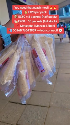 You need that nyash mosi! 🔥🔥 💰 E120 per pack 📦 E350 = 5 packets (half stock) 🛍️ E700 = 10 packets (full stock) 📍 Matsapha | Manzini | Siteki 📲 00268 76643959 — let’s connect! 💬 #ZhoekWeightGain #NyashMosi #ConsistencyIsKey #SnatchedBodyGoals #EswatiniBusiness 💪🍑🇸🇿