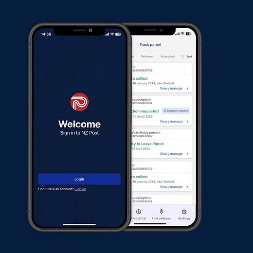 We’ve updated our mobile app! The new and improved NZ Post app is a great way to track and manage all of your parcels from your phone. You can also easily access helpful tools, like Address & Postcode finder, Find NZ Post locator, Contact & Support and find a price for sending. | NZ Post