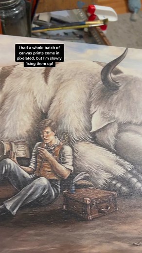 I’m an embellishing machine #parodyart #fantasticbeasts #newtscamander #avatarthelastairbender #appa #momo #niffler #sneakytardis #art #coloradoartist