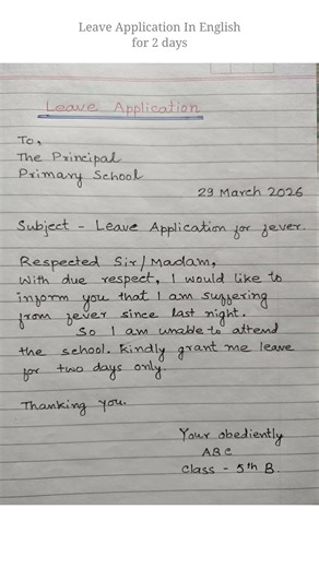 How to write Application for sick leave |application for sick leave#shorts#2 days application