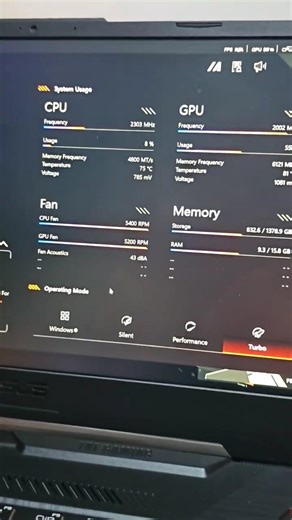 ASUS TUF Gaming Laptop Fan 🔥 5000 RPM Crazy Noise 😱 #shortsfeed #gaming #shorts