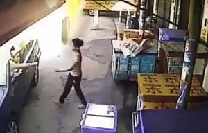 Wheel on fire, rolling down road