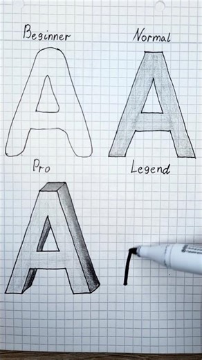 Drawing Letter A Beginner Normal Pro Legend #art #3d #drawing #timelapse