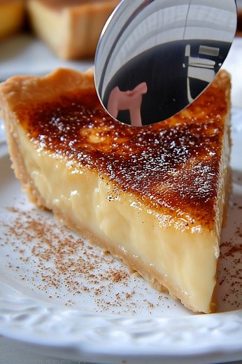 A creamy, spiced eggnog custard in a flaky crust, topped with a stunning caramelized sugar crust. It's a festive showstopper! 🥂🥧 #EggnogPie #CremeBruleePie #HolidayPie #EggnogDessert #FestiveBaking #CustardPie #HomemadePie #SweetTreat #DessertRecipe #ChristmasDessert #NewYearsDessert #CaramelizedSugar #DeliciousRecipe #WinterDessert #PieLover | Recipes all time