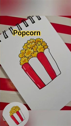 How To Draw Popcorn | Simple Drawing of Popcorn | Food Drawing #shorts#ytshorts #drawing #coloring