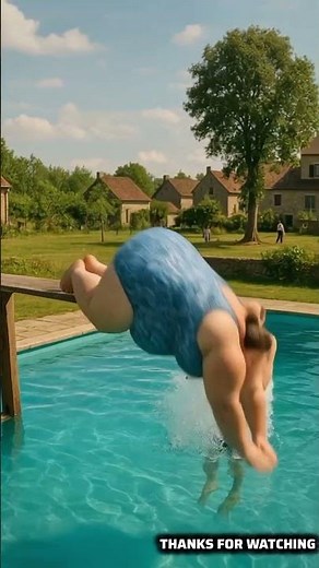 She Jumped… and the Pool Exploded with Water! 💦😂 | Try Not To Laugh#shorts #ai
