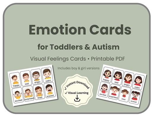 Emotion Cards for Toddlers and Autism Visual Feelings Cards Printable PDF Emotional Regulation Visual Support - Etsy