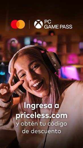 Con tu tarjeta Mastercard 💳, disfruta de 1 mes 📆 de prueba de PC Game Pass 🖥️ y juega a cientos de juegos de PC de alta calidad. Entra ya en priceless.com/xbox y recibe tu código. Esta oferta es por tiempo limitado Vivir sin importar el día del mes: priceless | Mastercard