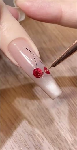 🍒 Cherry Glass Nails Tutorial 💅✨