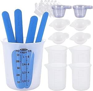 Silicone Measuring Cups and Silicone Stir Stick Set,Wealike 250ml &100ml Mixing Cups,Resin Supplies for Epoxy Resin Molds,Casting,Pouring,Reusable Tool Kit,Pack of 16