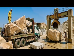 Real Marble Factory Work | Loading and Cutting Huge Marble Blocks | Quarry to Slab Process