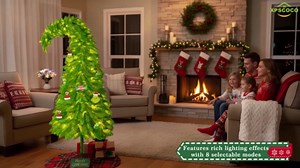 Whimsical Christmas Tree 6FT - Christmas Decorations Timer Remote Control, Foot Switch Device with 150 LED Lights Pre-Lit Artificial Tree Xmas Holiday Decor for Indoor Home Office