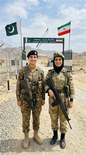 Pakistani and Irani Female Soldiers Patrolling at Pak Iran Border