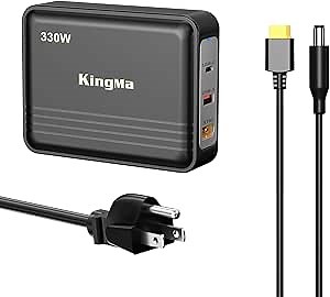 330W GaN PD 3.0 Fast Charger with XT60 Port (20V/16.5A) for Dell G16, G15, G7, Alienware m16, m18, X51-3-Port Laptop Charger Adapter for Gaming, Engineering & Workstation Laptops