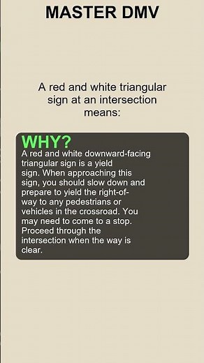 A red and white triangular sign at an intersection means