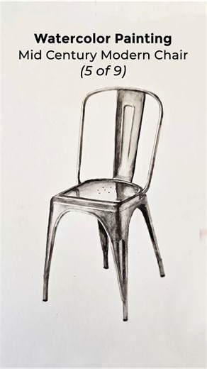 Watercolor Painting. Mid Century Modern Chair (5 of 9) #shorts