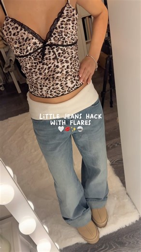 Jeans with white waist fold over🤍 Saw this and wanted to try it😝 #jeans#revicejeans #fashionhack