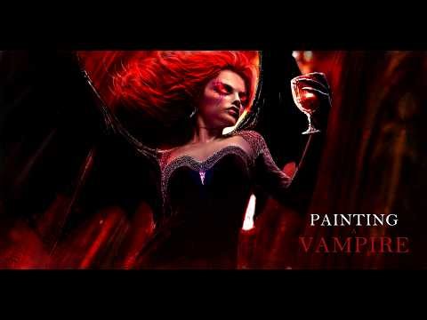 Creating a Fiery RedHaired Vampire Digital Painting | SpeedArt