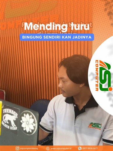 Jangan ditiru yaa🫵 ASJ Computer Spesialis Service Laptop & Komputer – Cepat, Rapi, Bergaransi Melayani: * Service Laptop & PC * Upgrade RAM / SSD * Install Ulang & Cleaning * Penjualan Aksesoris & Komponen IT Semua layanan & produk bergaransi resmi Kami utamakan kualitas, kejujuran, dan hasil yang rapi. 📍 Jalan Raya Pantura Rembang–Lasem, Tireman, Kab. Rembang 📞 0877 0036 6677 (Admin Rembang) 📲 Chat kami via WhatsApp kapan pun! #ASJComputer #jateng #rembang #xybca #rembanghits