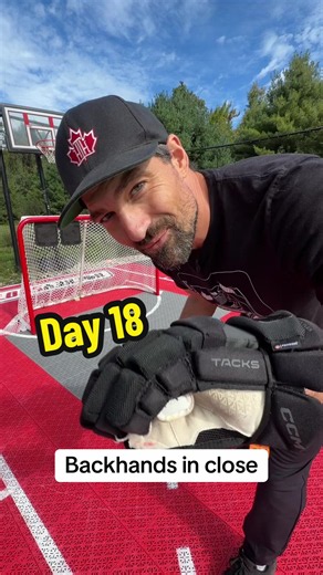 How to backhand the puck in close - day 18 teaching a new hockey skill every day #hockey #hockeydrills #hockeylessons