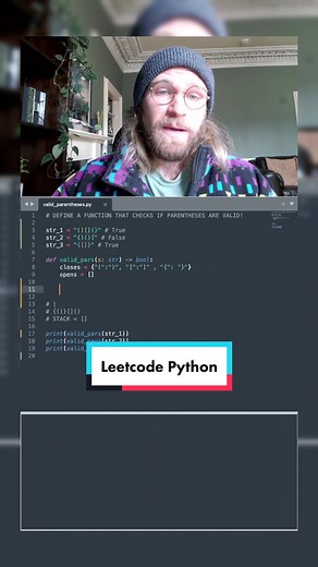 Leetcode valid parentheses challenge No. 20! #pythondeveloper #pythonprogramming #programming #leetcodecoding #leetcodechallenge #codingmemes #learnpythonprogramming #pythontutorial