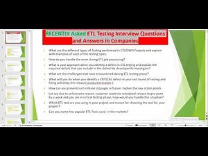 ETL Testing | Recently ASKED ETL Testing INTERVIEW Questions and Answers