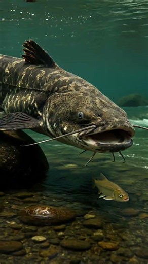 Giant Goonch Catfish Swallows a Fish in One Explosive Strike
