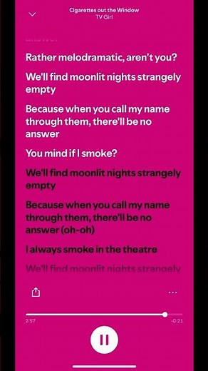 Cigarettes out the Window by Tv Girl #spotify #lyricvideo #lyrics