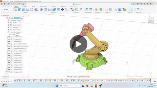 An extension of my robotic gripper project, this work involves the design and assembly of a multi-degree-of-freedom robotic arm in Autodesk Fusion 360, developed through self-learning and online… | Zeba Tasnim