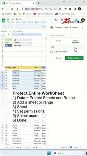 How do I protect cells from editing in Google Sheets? - Excel Tips and Tricks #shorts