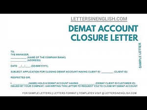 Demat Account Closing Letter - Application for Closing Demat Account | Letters in English