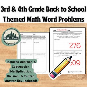 Back to School Math Word Problems for 3rd and 4th Graders