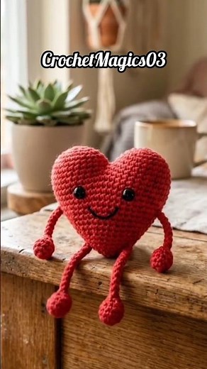 ❤️ Tiny Crochet Heart with Cute Legs & Arms | Easy Amigurumi Crochet Tutorial #shorts