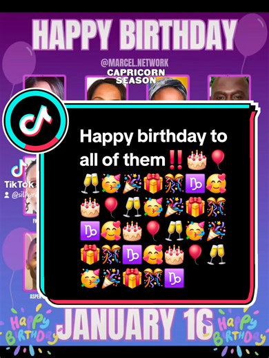 Happy Birthday to everyone born on January 16th. 🎂🎈♑️🎉🥳🎁🎊🥰🥂🥰 Happy heavenly birthday to those we’ve lost and those not listed here.🙏🏻🕊🎂🙏🏻🕊🎂 #BlackCelebrityBirthday #famousCapricorns #happybirthday #CapricornSeason #hbd #hbday #foryoupage #fyp #foryou #fypage #foryoupageofficiall #fypageシ #fy #fypシ゚viral #fypシ #randomposts #letsbefriends #supportisfree #gofollowme #Silkyredd4 #Silkyreddbackup #KarimaCook #Silkyredd #Silky #Redd