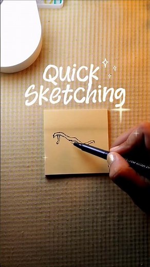 Easy & Quick sketching on sticky note 🎨✨ art tutorial #art #stationary #stickynote #sketch #drawing