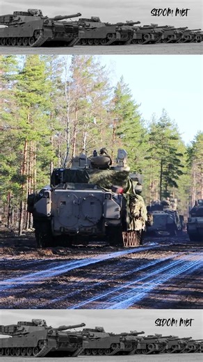 Footage of US Combat Vehicles conducting convoy operations in Europe