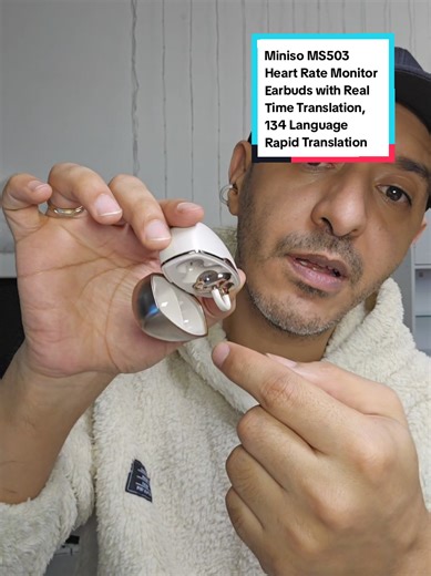 Miniso MS503 Heart Rate Monitor Earbuds with Real Time Translation, 134 Language Rapid Translation with No Delay, 30H Battery Lonbg Standby, Earclip Wireless Bluetooth Headphones for Travel & Business #OffresPourToi #SurvieEnFévrier #ecouteurs #traduction #musique