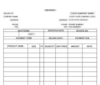 請求書エクセルテンプレート(無料) 英語 タテ型 032