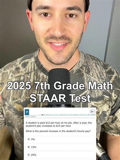 2025 7th Grade Math STAAR Test - Problem 7 #alldayeverydaymath #staar #fyp #tiktoklearningcampaign