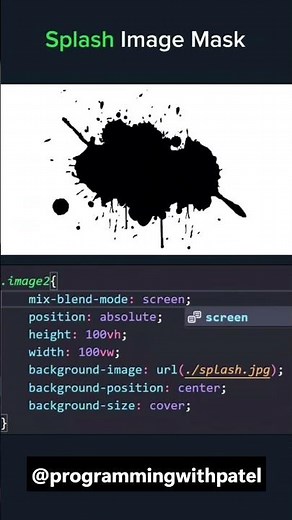 Create Splash Image Mask Effect in CSS 😍🎨 | #Shorts